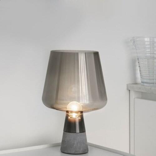 Fashion table light good design table lamp E14 concrete base glass shade simple design bedside lighting