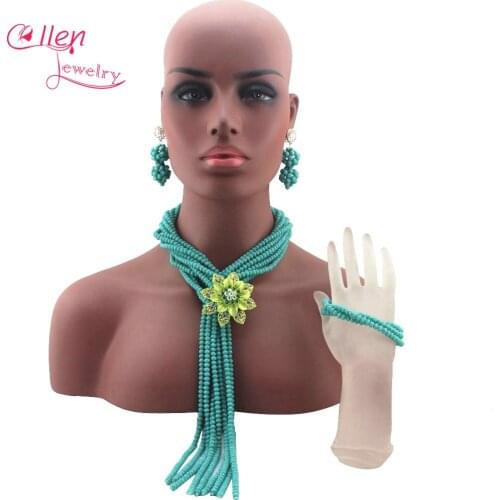 Fashionable Nigerian Wedding African Beads Jewelry Set Crystal Jewelry Set Free Shipping Womens Jewellery Set W13034