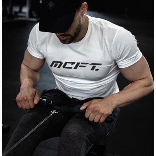 Men Cotton Short sleeve T-shirt Casual Fashion t shirt for men Gym Fitness Bodybuilding Workout Tees Tops Summer Brand Clothing