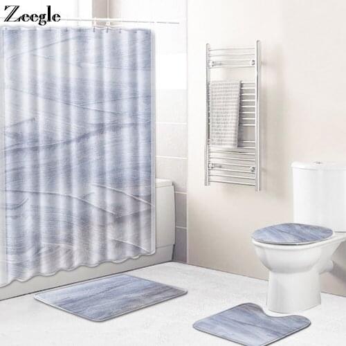 Bathroom Curtain Set Anti Slip Bathroom Doormat Shower Mat Toilet Seat Cover Absorbent Toilet Pedestal Rug Foot Mat Toilet Set