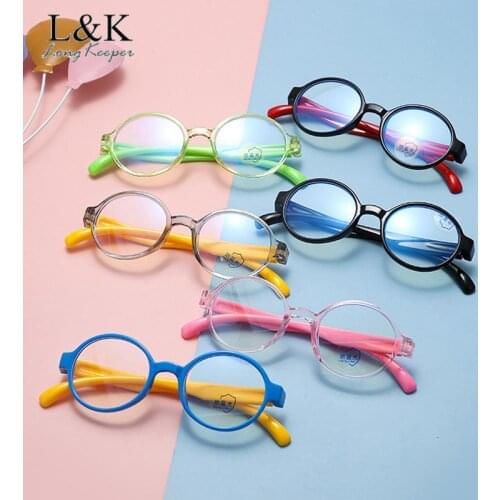 2021 New Anti Blue Light Kids Glasses Chirldren Boys Girls Fashion Round Computer Eyewear Transparent Optical Frame Eyeglasses
