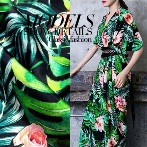 Spring Summer new 110cm wide 19Momme 95% silk 5% Spandex Charmeuse fabric for dress brand printed elasticity cloth diy sewing