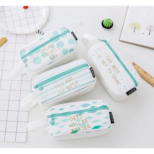 Creative multi-function large-capacity pencil bag student various graphic canvas pencil case for school stationery storage bag