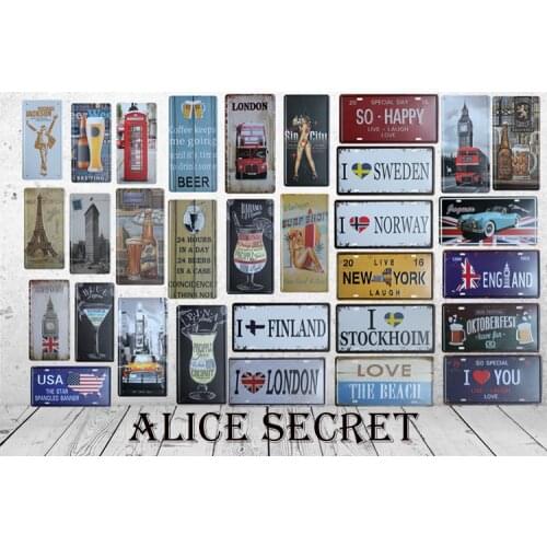 Bar Beer Metal Tin Signs I love London Retro Home Decor Bar Cafe Garage Wall Painting Poster Plate Landmark Metal sign