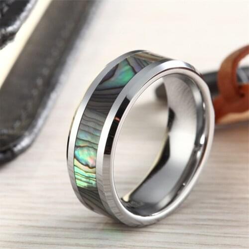 Popular 8 mm tungsten carbide steel high precious silver shell sea heart ring. The charm of men. Fashion trend engagement access