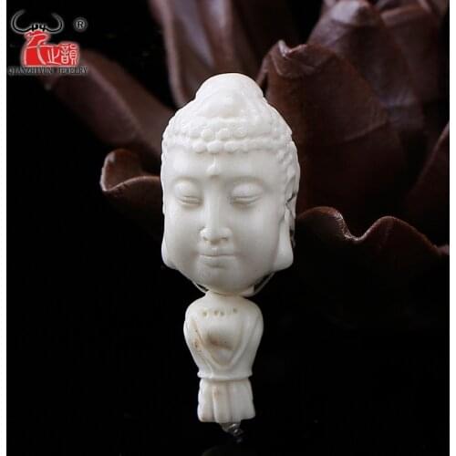Natural antlers carving is the three - way Buddha - head DIY buddhist bead accessories