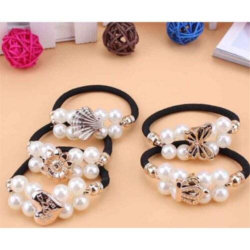 Pearl Hair Tie Hair Rope Braided Hair Tie Bracelet Knotted Head Rope Cute Hair Tie Hair Rubber Band Head Rope for Women Girls