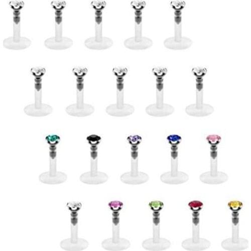 16G Clear Lip Rings CZ Labret Studs Cartilage Tragus Earrings Retainer Monroe Medusa Piercing Jewelry 6mm 8mm 10mm Lip Studs