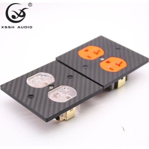US Plug KS-II Power Socket Hi-end DIY HIFI Copper plated 24k gold 20amp 20A 125V Carbon Fiber plate power socket electric outlet