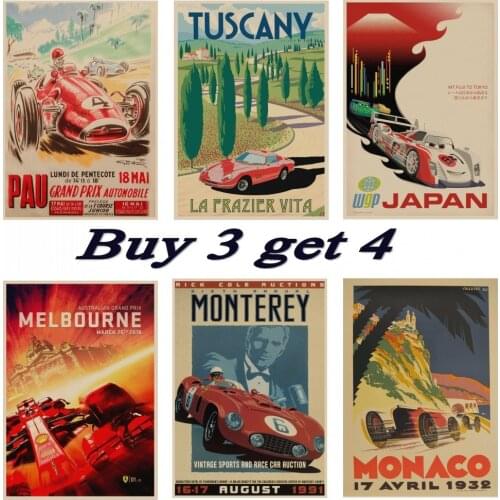 Super Racing Car Retro 2006 Monaco Race 64th Motor Poster Wall Art Japan kraft travel posters Wall Painting For Room Home Decor