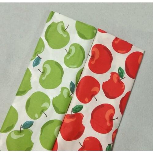 Fresh Green Red Apple Printed 100% Cotton Fabric 50x160cm fruit Fabric Patchwork baby cloth apparel dress quilting home decor