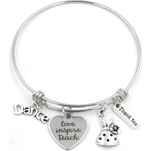 Dance bracelet Stainless Steel Bangle Expandable Bracelet&Bangle Alloy Dance Teacher Charm Bracelet For Women Dance teacher gift