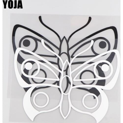 YOJA 17.5×13.5CM Lovely Butterfly Vinyl Decal Cartoon Animals Pattern Car Stickers Black/Silver 19C-0183