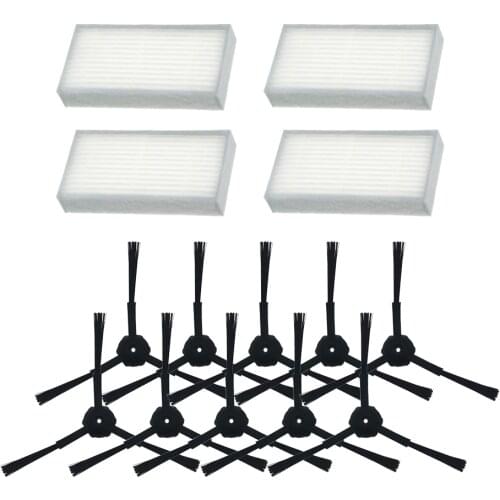 10pcs side brush+4pcs filter Hepa for Ariete Briciola 2711 2713 2717 2712 ROBOT HOFER Cleaner parts accessories
