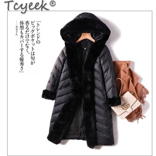 White 20% Duck Down Jacket Woman Hooded Coat Female Warm Parkas Woman Rabbit Fur Collar Fashion Mujeres Abrigos 6666LW