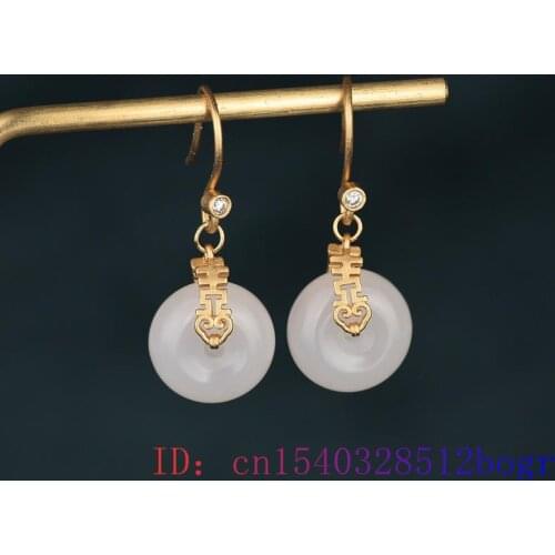 White Jade Doughnut Earrings Women Agate Gemstone Natural Fashion 925 Silver Chalcedony Charm Zircon Crystal Gifts Jewelry