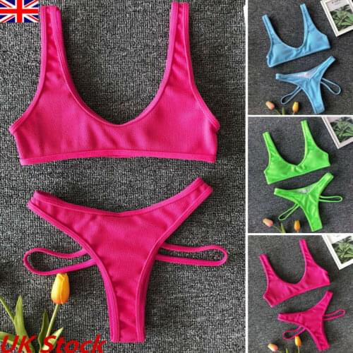 Women Triangle Casual and Loose Solid Low Waist Ultrathin Bikini Set Bandage Push Up Swimwear Swimsuit Bathing Beachwear