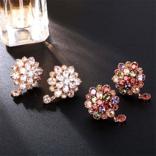 1 pair Tready Bridal Rhinestone Stud Earrings Environmentally Friendly Copper AAA Zircon Earrings For Women Jewelry Dropshipping