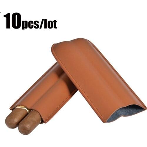 10 Pcs/lot High-quality Pu Leather Creative Two Tube Cigar Cover Case Portable Travel Cigar Bag Moisturizing Humidor Box