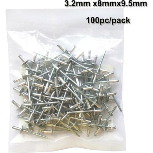 100pc/pack Large Flange Pop Rivets Aluminum Dome Head Blind M3.2mmx8mmx9.5mm
