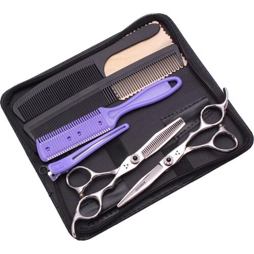 5.5 6.0 Professional Barber Scissors 440C Hairdressing Scissors Hair Thinning Shears Salon Hair Cutting Scissors Set 9009# K-A