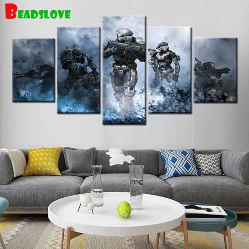 5 piece Video Games Machine Soldier Poster Diamond Paintings Fast Delivery Mosaic Cross Stitch diamond Embroidery Multi-Panel