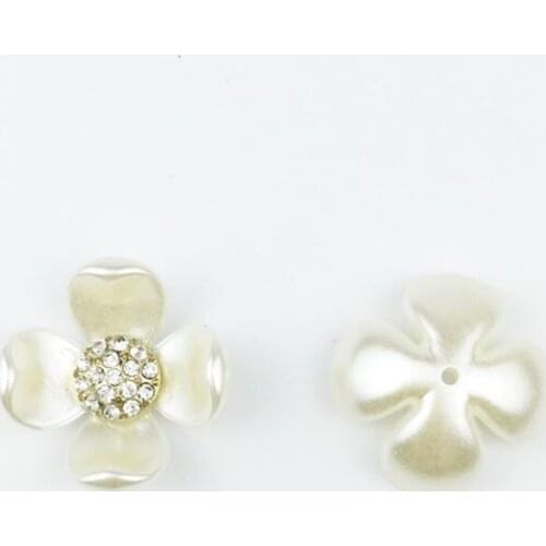 50pcs Crystal Strass Rhinestone Button Rose Flower Alloy Buckle Wedding Brides Hair Decor Charms Brooch Garment Accessories DIY