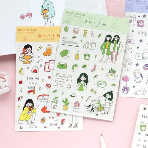 8pcs/lot bright day series Creative deceration lovely characters DIY PVC sticker