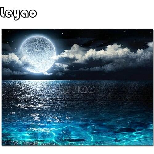 100% Full Square/Round Drill 5D DIY Diamond Painting "Moonlight sea landscape"Diamond Embroidery Cross Stitch 3D handmade crafts