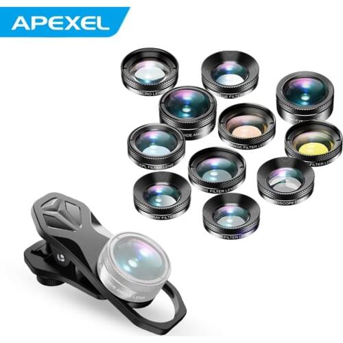 APEXEL APL-DG11 Universal Professional HD Phone Camera Lens Kit 11in1 Micro Lens for Smartphones