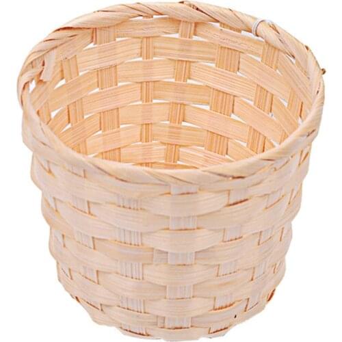 Bamboo Woven Basket Flower Pot Bra Sundries Organizer Rattan Plant Box Desktop Container