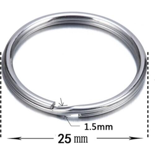 10PCS Diameter 25mm Key Ring Kay Chain Round Split Key Rings Keychain With Nickel Compass EDC Key Ring Keychain Connector