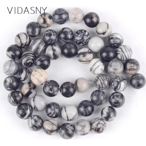 Black Web Jaspers Natural Round Stone Beads Minerals Loose Beads For Jewelry Making Diy Bracelet Necklace 4-12mm 15" Wholesale