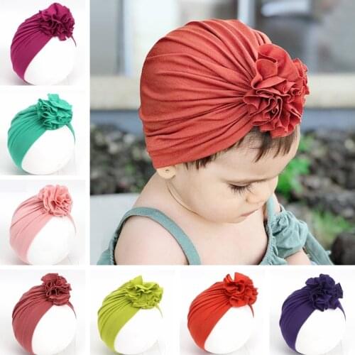 Baby Flower Turban Hat, Newborn Turban headwrap Hospital Hat Cotton hat, Baby Shower Gift Photo Props