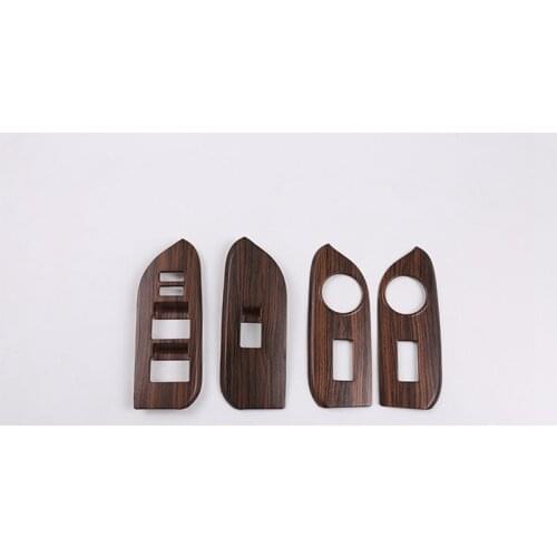 For Toyota Prado Fj150 2014-2019 Wood Grain Car Window Lift Panel Switch Trim