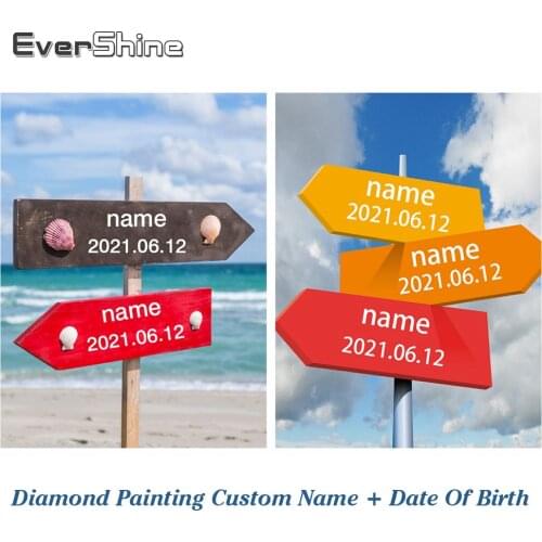 EverShine Diamond Painting Custom Name Road Sign DIY Diamond Embroidery Photo Custom Sale Picture Rhinestones Mosaic Art Gift