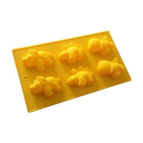 6 Cavity Dinosaur Cake Baking Molds for Kids Silicone Ice tray Cube Moulds Chocolate DIY Mold