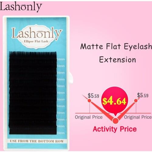 Lashonly Matte Flat Eyelash Extension Individual Eye Lash for Flat Ellipse Lashes with Split Tips Soft Silk Flat Eye Lashes