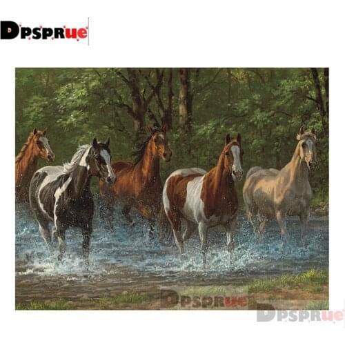 Dpsprue Full Square/Round Diamond Painting Kit Cross Stitch Horse Animal Diamond 3D Embroidery DIY 5D Moasic Gift DP520