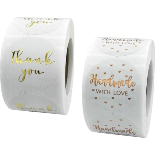 500pcs Thank You Handmade with Love Stickers Seal Label for Wedding Christmas