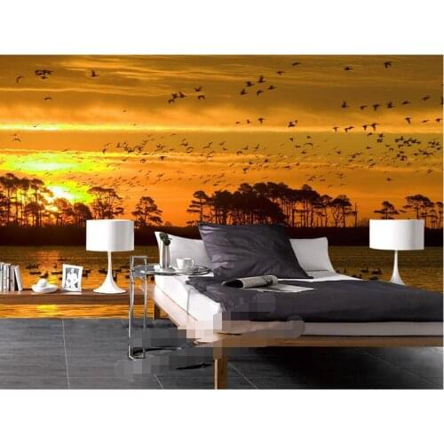 3d wallpaper custom mural non-woven 3d room wallpaper Golden sun seabirds sea beautiful scenery photo 3d wall murals wallpaper