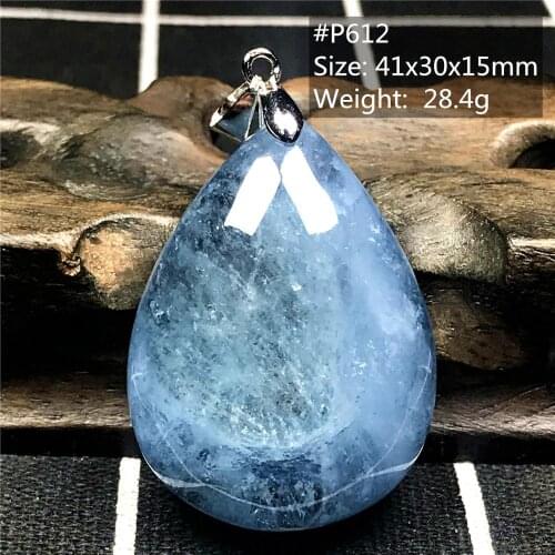 Real Natural Ocean Blue Aquamarine Pendant Jewelry For Woman Lady Man Clear Crystal Silver Beads Clear Water Drop Gemstone AAAAA