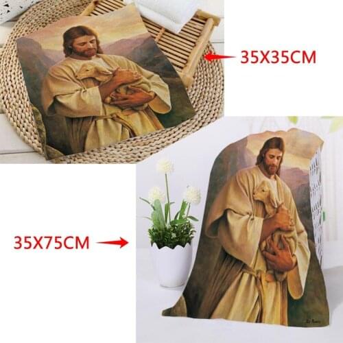 New arrival Custom Mercy of Jesus Printed Face Towel Microfiber Fabric Square rectangle Towels Size 35x35cm 35x75cm