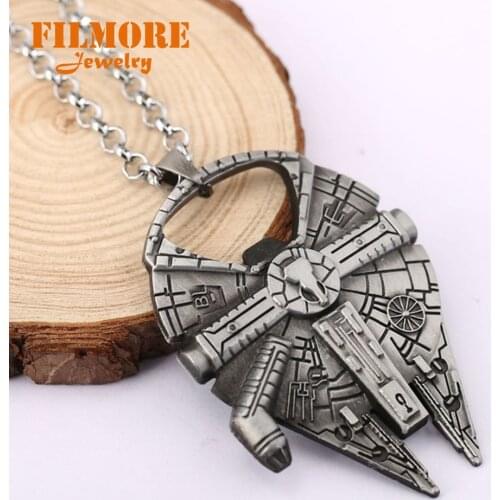 Movie Jewelry Star Wars Necklace Millennium Falcon Darth Vader Metal Alloy Pendant Necklace For Fans Souvenirs Men Women Jewelry