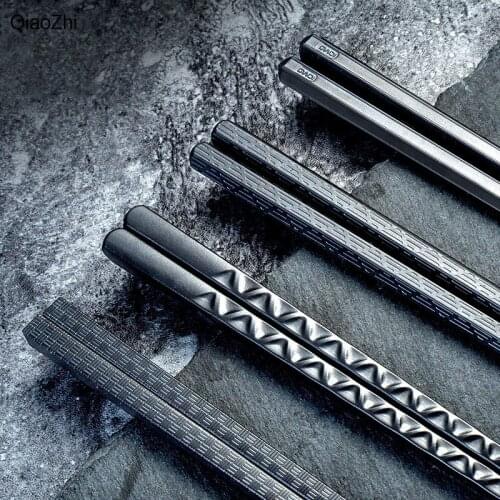 5 Pairs/Set Japanese Style Alloy Chopsticks With Non-slip Mildew Proof Sushi Food Chop Sticks Reusable Kitchen Tools