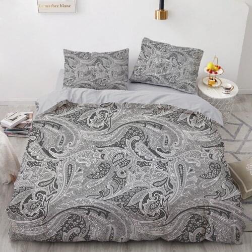 Paisley Quilt Cover Sets 3D Custom Design Vintage Comforther Cases Pillow Cover King Queen Super King Twin Size Gray Bedding Set