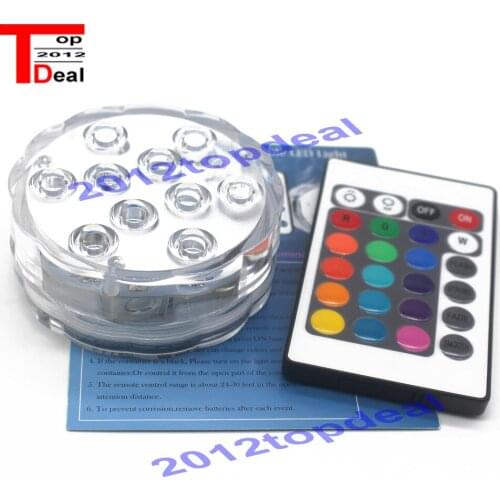 RGB Submersible LED Underwater Light 10leds Battery Operated IP67 Waterproof Lamp Swimming Pool Light For Wedding Celebration