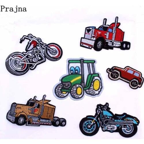 Prajna Mini Car Lego Truck Embroidered Patches For Clothing Applique Iron On Patches On Clothes Jacket Vehicle Stickers Sewing F