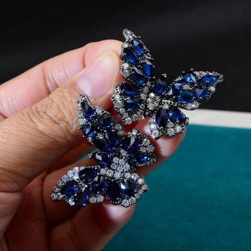 CINDY XIANG Cubic Zirconia Butterfly Stud Earrings for Women Copper Jewelry Wedding Luxury Earrings 3 Colors Available