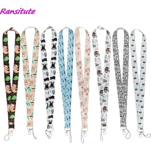 Ransitute R2153 Animals Rabbit Panda Owl Sloth Lanyard Badge ID Lanyards Mobile Phone Rope Key Lanyard Neck Straps Accessories